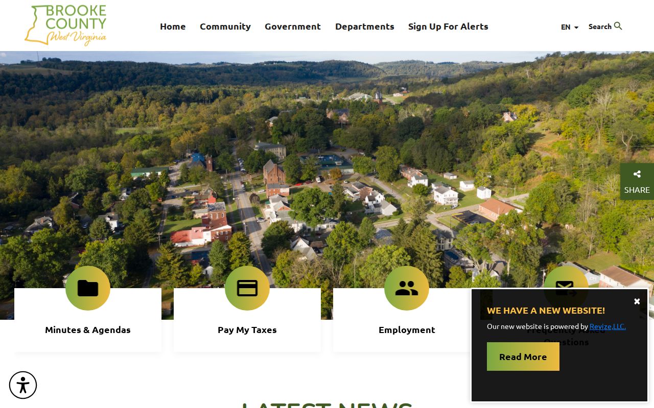 Brooke County court records links on the county homepage