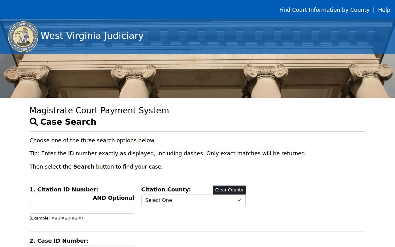 Brooke County traffic court records payment identifier search