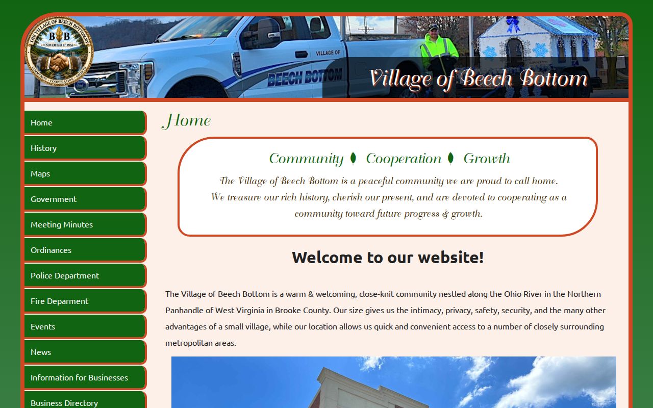 Beech Bottom court docket village contact and building information
