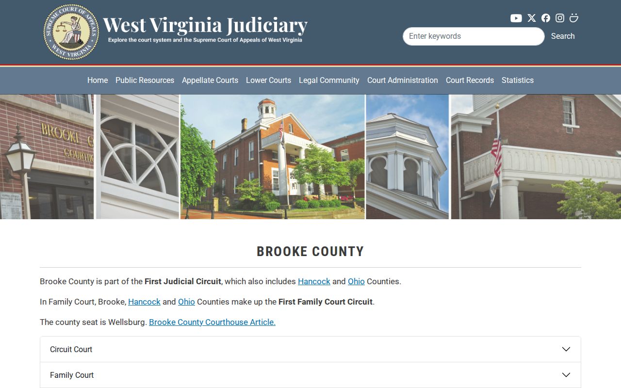 Official directory for Brooke County court docket offices